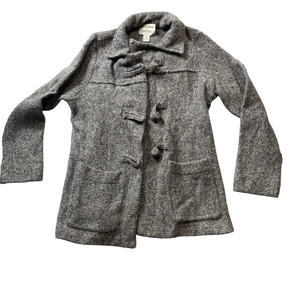 Wondra Wool by Knitting‎ Needle Medium 100% Wool Grey Pockets Knot Buttons